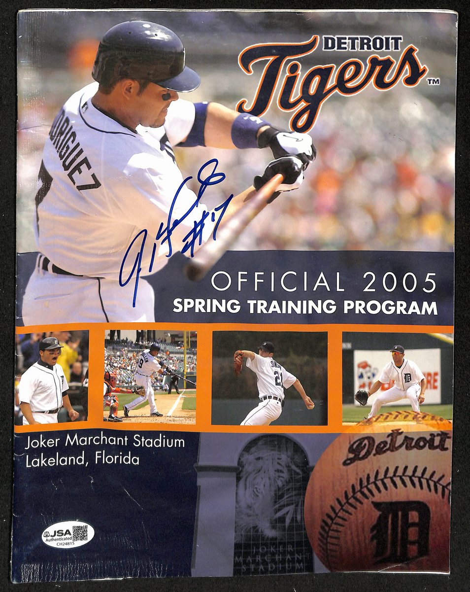 Ivan Rodriguez HOF Signed 2005 Tigers Spring Training Program Magazine JSA201165