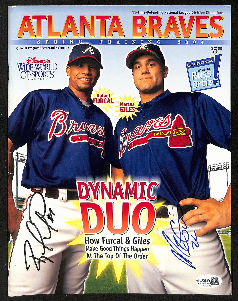Furcal/Giles Dual- Signed/Auto 2004 Braves Spring Training Program JSA 201173
