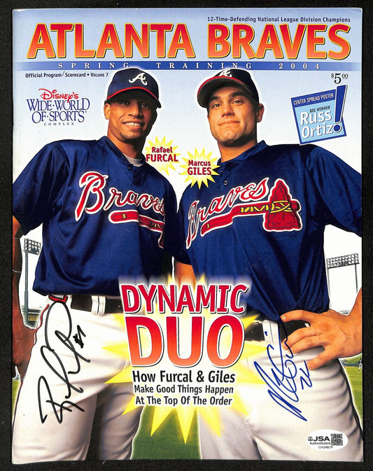 Furcal/Giles Dual- Signed/Auto 2004 Braves Spring Training Program JSA 201173