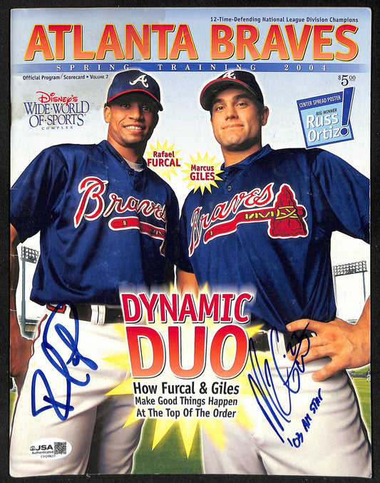 Furcal/Giles Dual- Signed/Auto 2004 Braves Spring Training Program JSA 201175