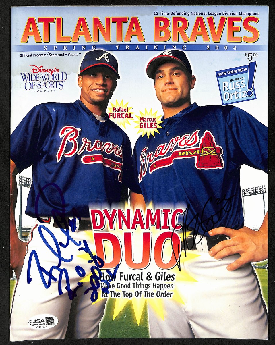 Furcal/Giles Dual- Signed/Auto 2004 Braves Spring Training Program JSA 201176