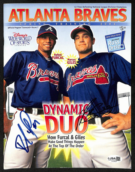 Furcal/Giles Dual- Signed/Auto 2004 Braves Spring Training Program JSA 201177