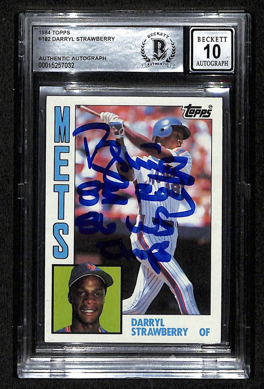 Darryl Strawberry Signed 1984 TOPPS RC Card #182 Mets Beckett GEM MINT 10 201049