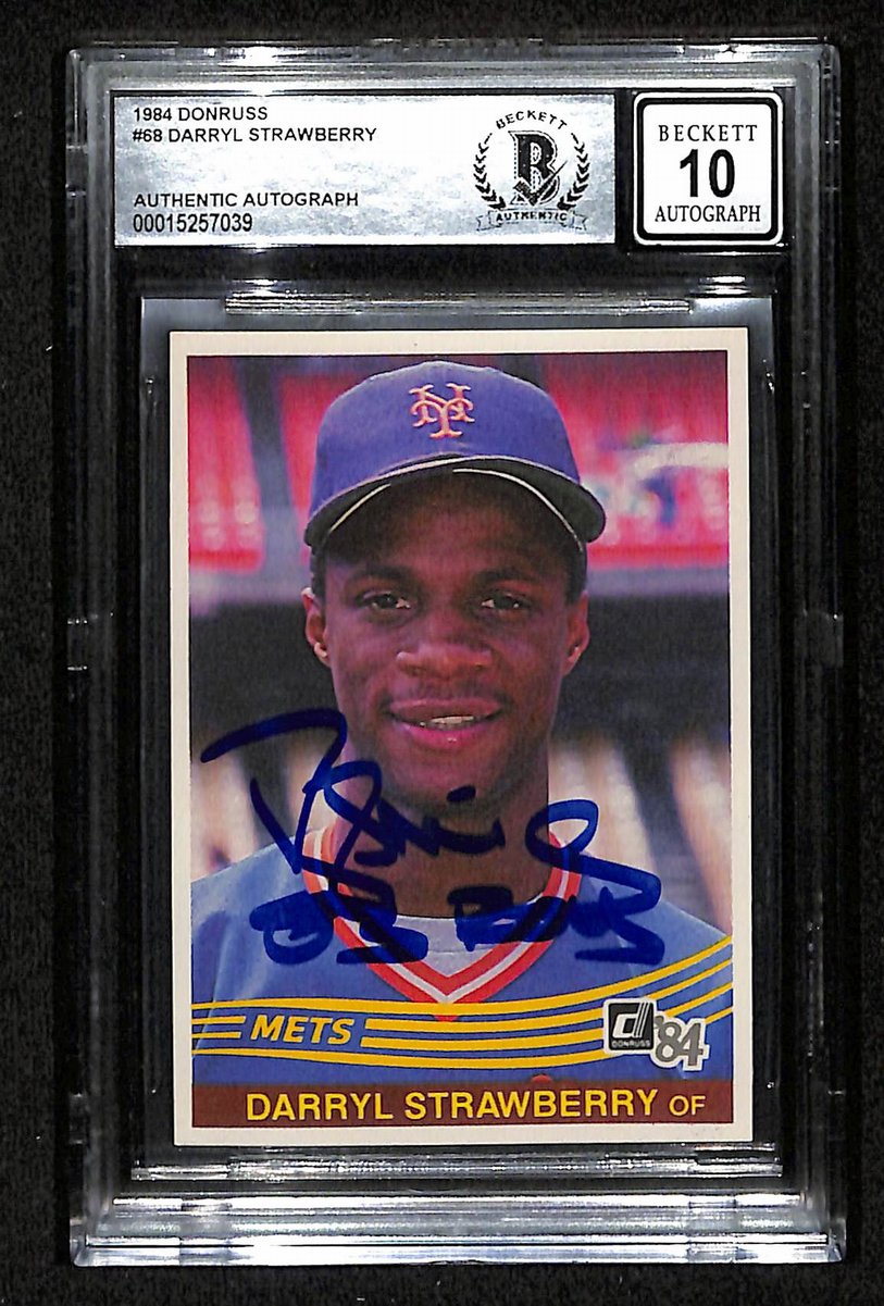 Darryl Strawberry Signed 1984 Donruss RC Card #68 Mets Beckett GEM MINT 10