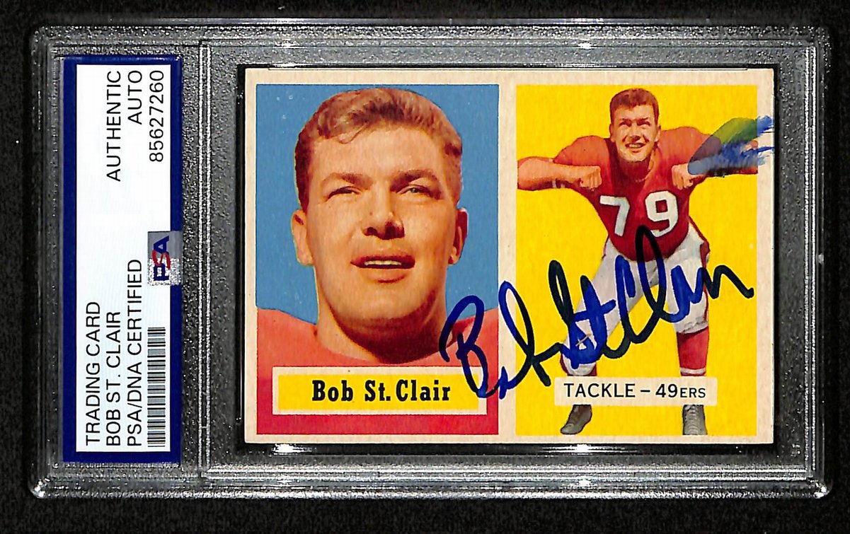 Bob St. Clair HOF Signed/Auto 1957 TOPPS Card #18 49ers PSA/DNA 201504