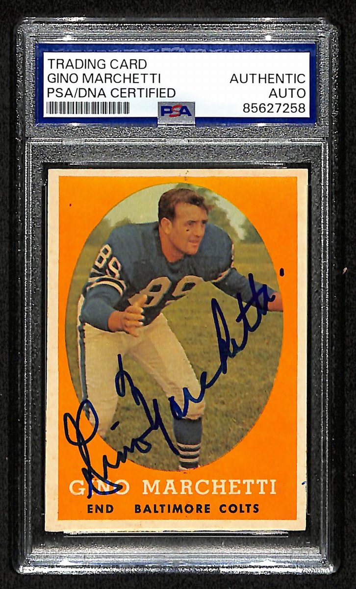 Gino Marchetti HOF Signed 1958 TOPPS Card #16 Baltimore Colts PSA/DNA 201509