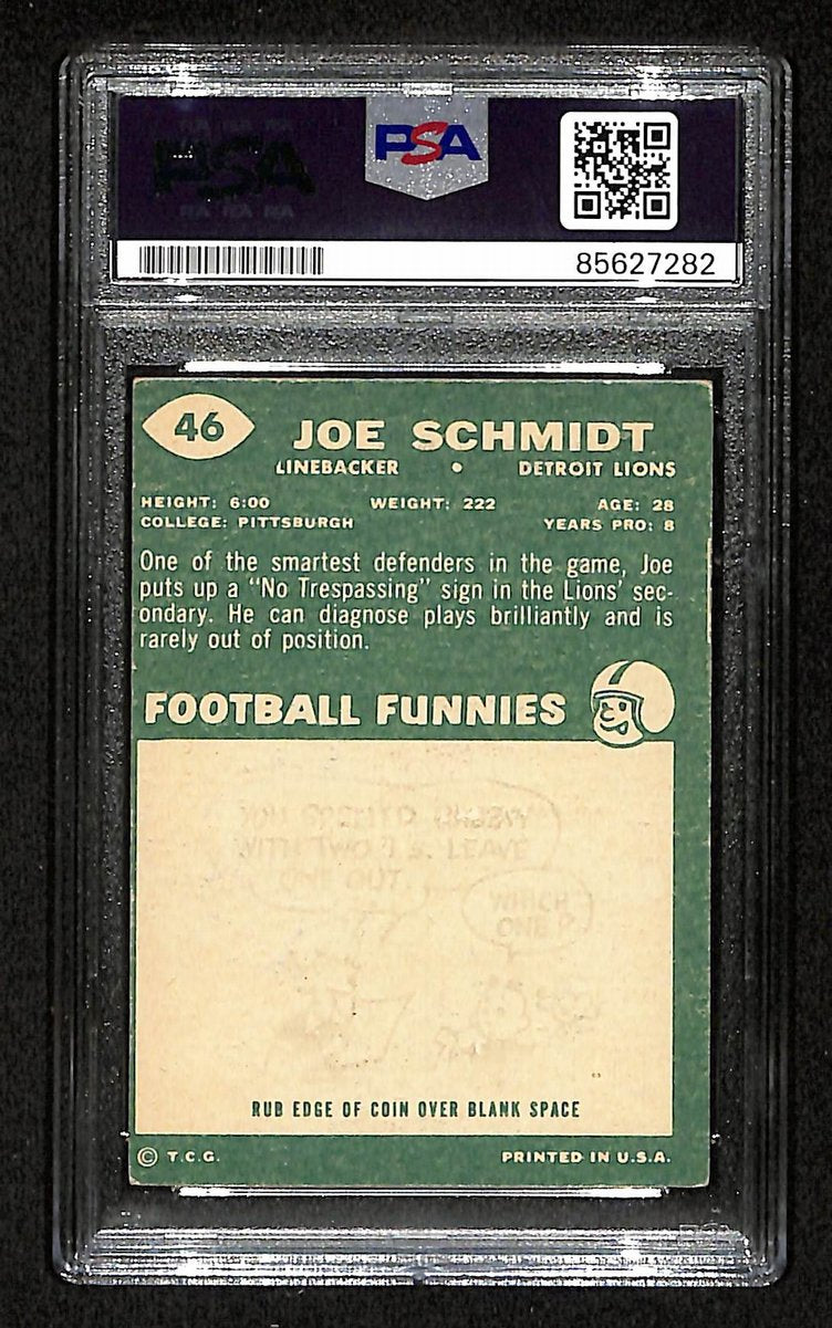 Joe Schmidt Signed/Auto 1960 TOPPS Card #46 Detroit Lions PSA/DNA 201520