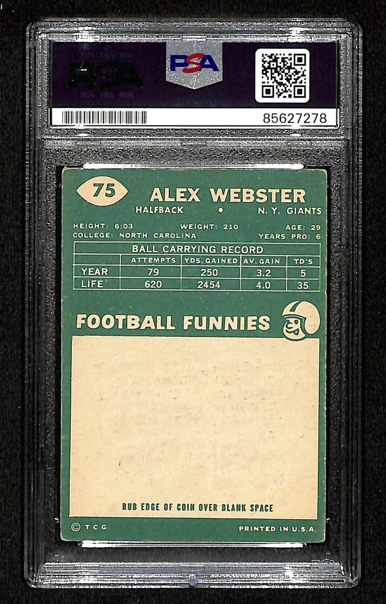 Alex Webster Signed/Auto 1960 TOPPS Card #75 New York Giants PSA/DNA 201522