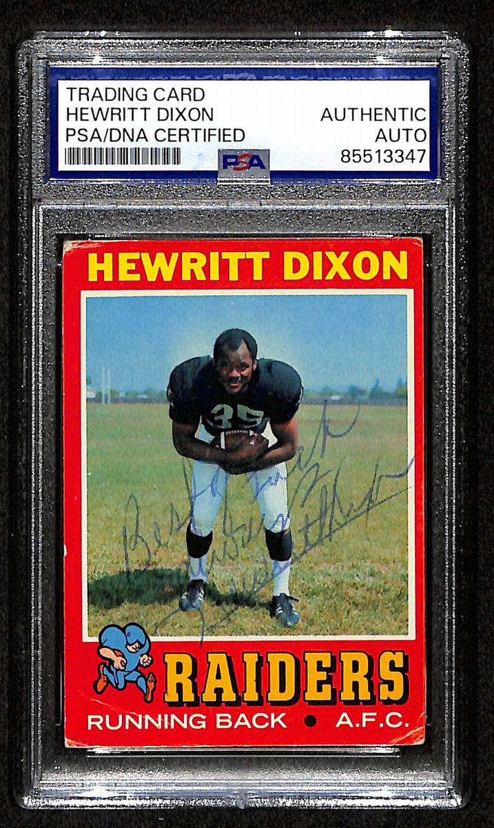 Hewritt Dixon Signed/Inscr 1971 TOPPS Card #95 Oakland Raiders PSA/DNA 201035