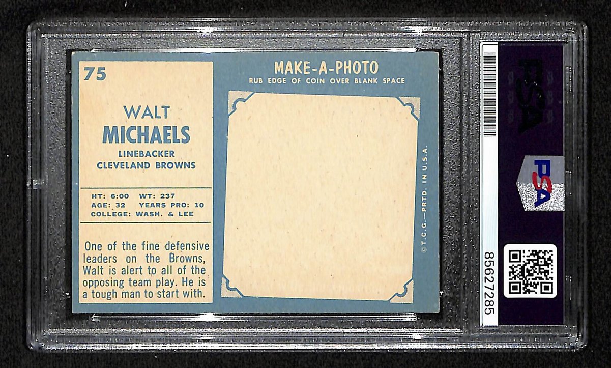 Walt Michaels Signed/Auto 1961 TOPPS Card #75 Cleveland Browns PSA/DNA 201526