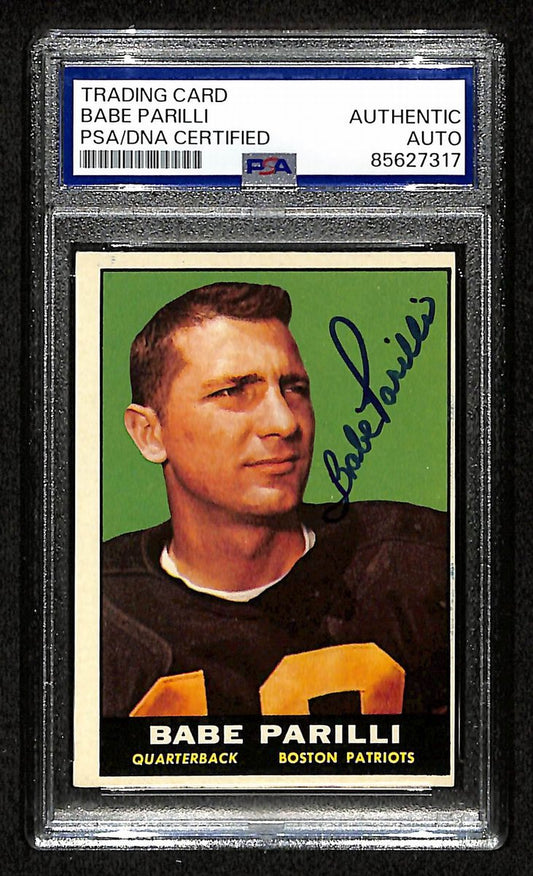 Babe Parilli Signed/Auto 1961 TOPPS Card #175 Boston Patriots PSA/DNA 201528