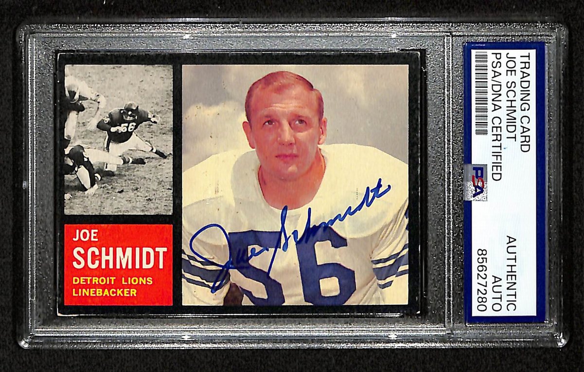 Joe Schmidt Signed/Auto 1962 TOPPS Card #59 Detroit Lions PSA/DNA 201533