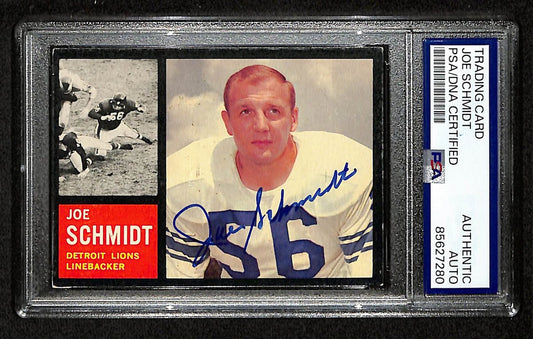Joe Schmidt Signed/Auto 1962 TOPPS Card #59 Detroit Lions PSA/DNA 201533