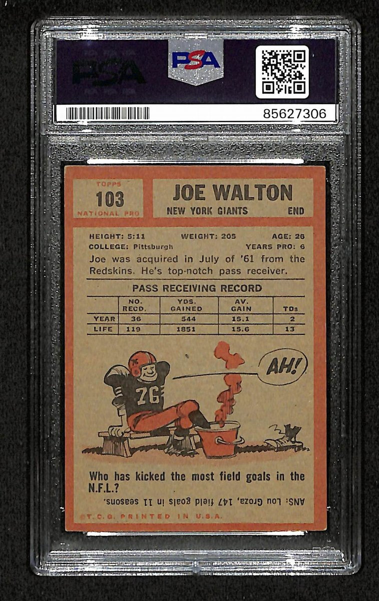 Joe Walton Signed 1962 TOPPS Card #103 Washington Redskins PSA/DNA 201534