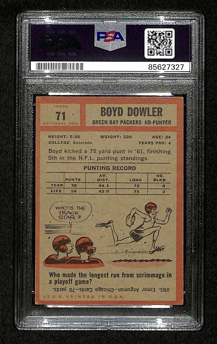 Boyd Dowler Signed 1962 TOPPS Card #71 Green Bay Packers PSA/DNA 201535