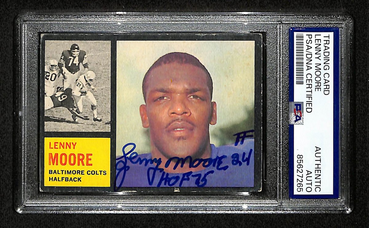 Lenny Moore HOF Signed/Auto 1962 TOPPS Card #2 Baltimore Colts PSA/DNA 201539