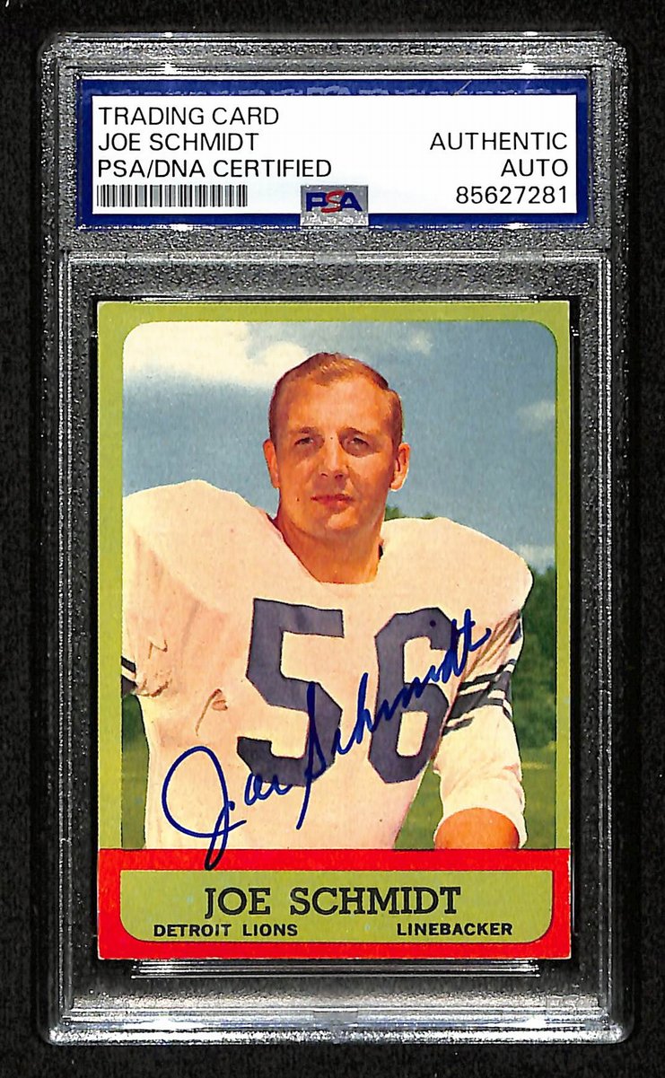 Joe Schmidt Signed/Auto 1963 TOPPS Card #35 Detroit Lions PSA/DNA 201542