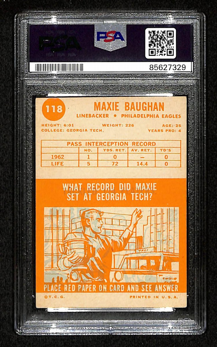 Maxie Baughan Signed/Auto 1963 TOPPS Card #118 Eagles PSA/DNA 201544