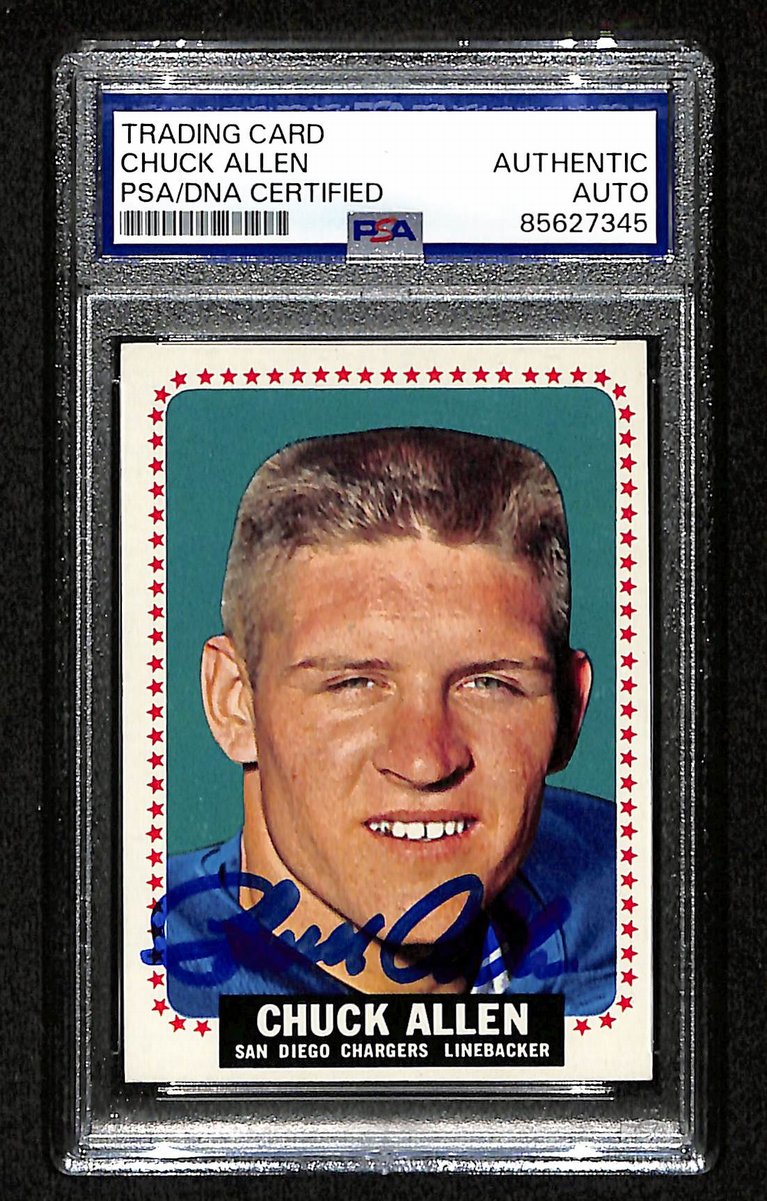 Chuck Allen Signed 1964 TOPPS RC Card #154 San Diego Chargers PSA/DNA 201551