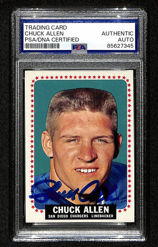 Chuck Allen Signed 1964 TOPPS RC Card #154 San Diego Chargers PSA/DNA 201551