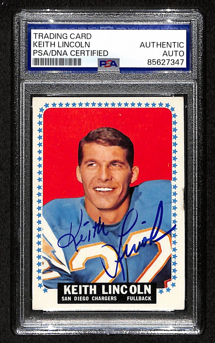 Keith Lincoln Signed 1964 TOPPS RC Card #164 San Diego Chargers PSA/DNA 201552