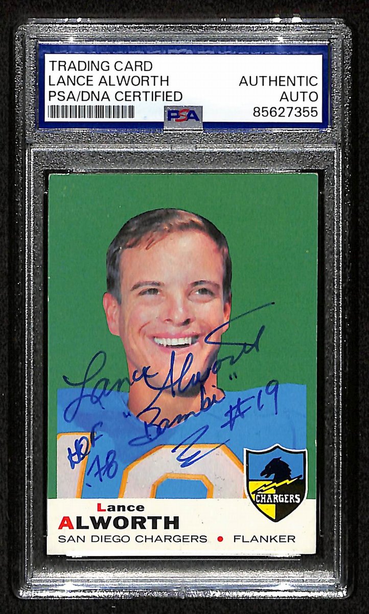 Lance Alworth HOF Signed/Inscr 1969 TOPPS Card #69 Chargers PSA/DNA 201554