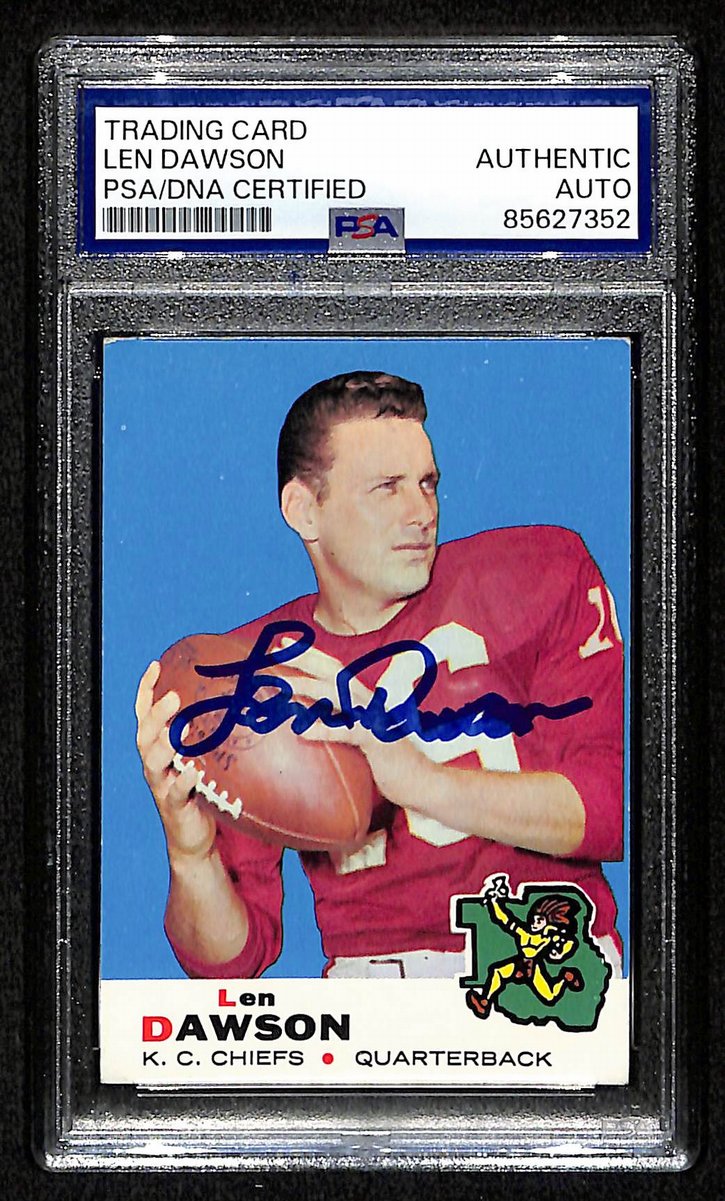Len Dawson HOF Signed/Auto 1969 TOPPS Card #20 KC Chiefs PSA/DNA 201557