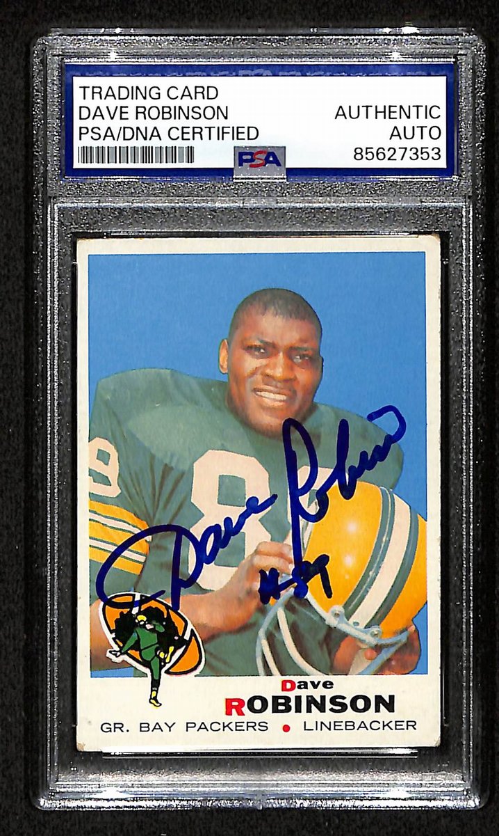 Dave Robinson HOF Signed/Auto 1969 TOPPS Card #190 Packers PSA/DNA 201558