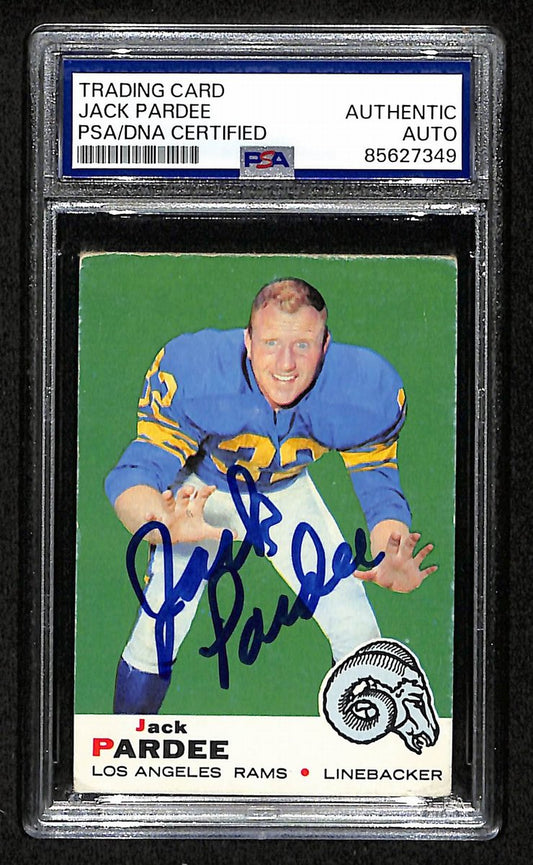 Jack Pardee Signed/Auto 1969 TOPPS Card #12 Los Angeles Rams PSA/DNA 201559