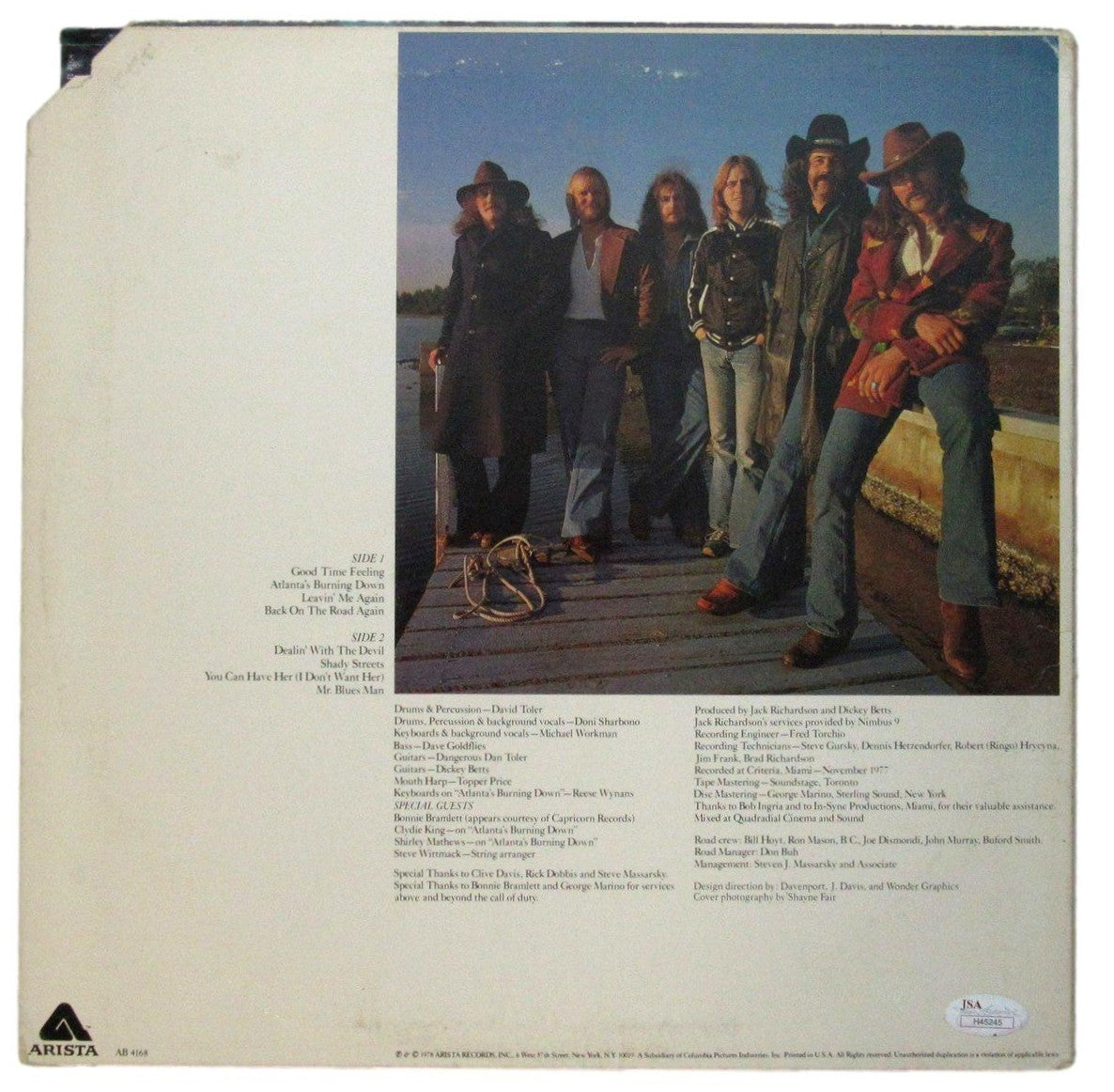 Dickey Betts Signed/Autographed Burning Down Album Allman Brothers JSA 201221
