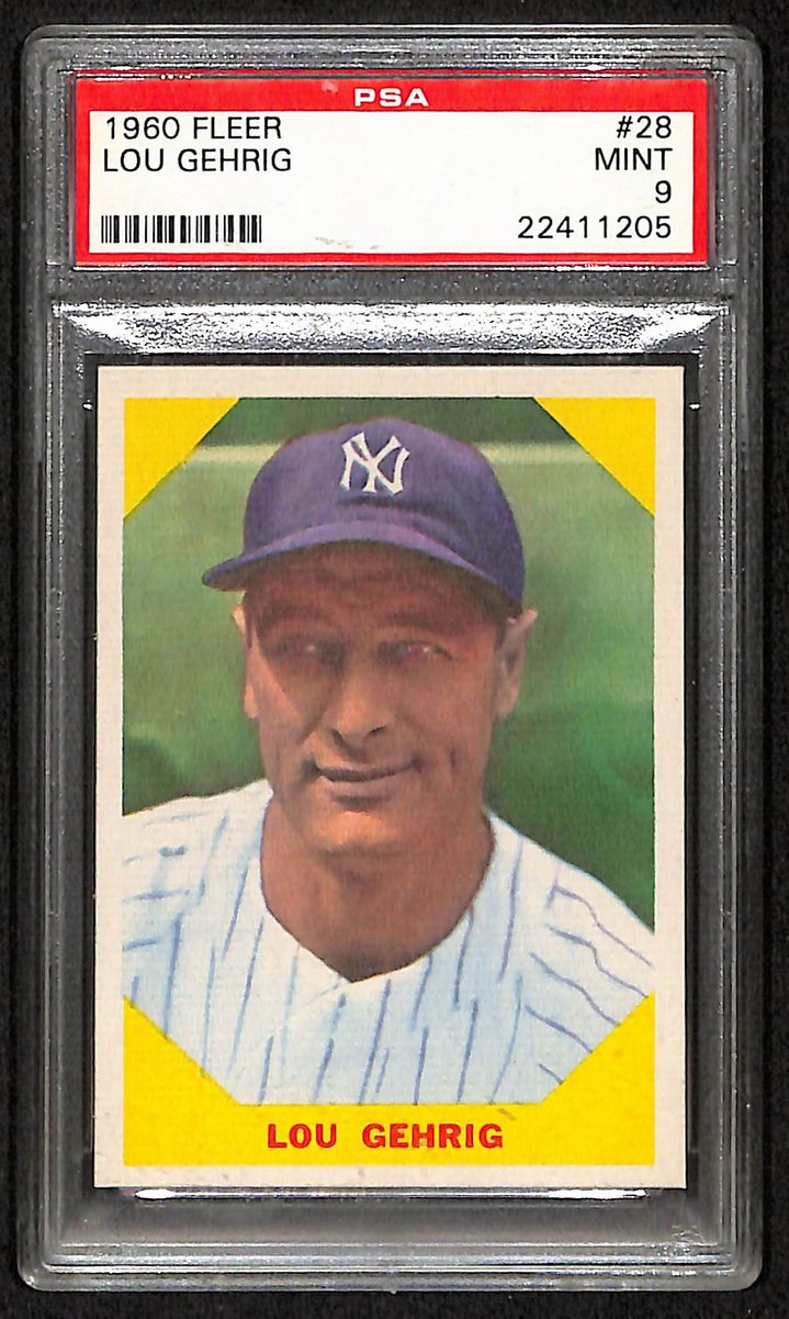 Lou Gehrig HOF 1960 Fleer Card MINT 9 #28 New York Yankees PSA 201623