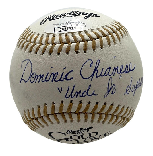 Dominic Chianese Signed/Inscribed Gold Glove Baseball "Sopranos" JSA 201201