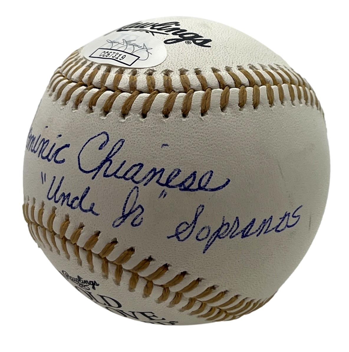 Dominic Chianese Signed/Inscribed Gold Glove Baseball "Sopranos" JSA 201201