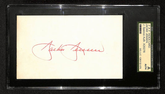 Jackie Jensen Signed/Auto 3x5 Index Card 1950 Yankees/Red Sox JSA/SGC 201839