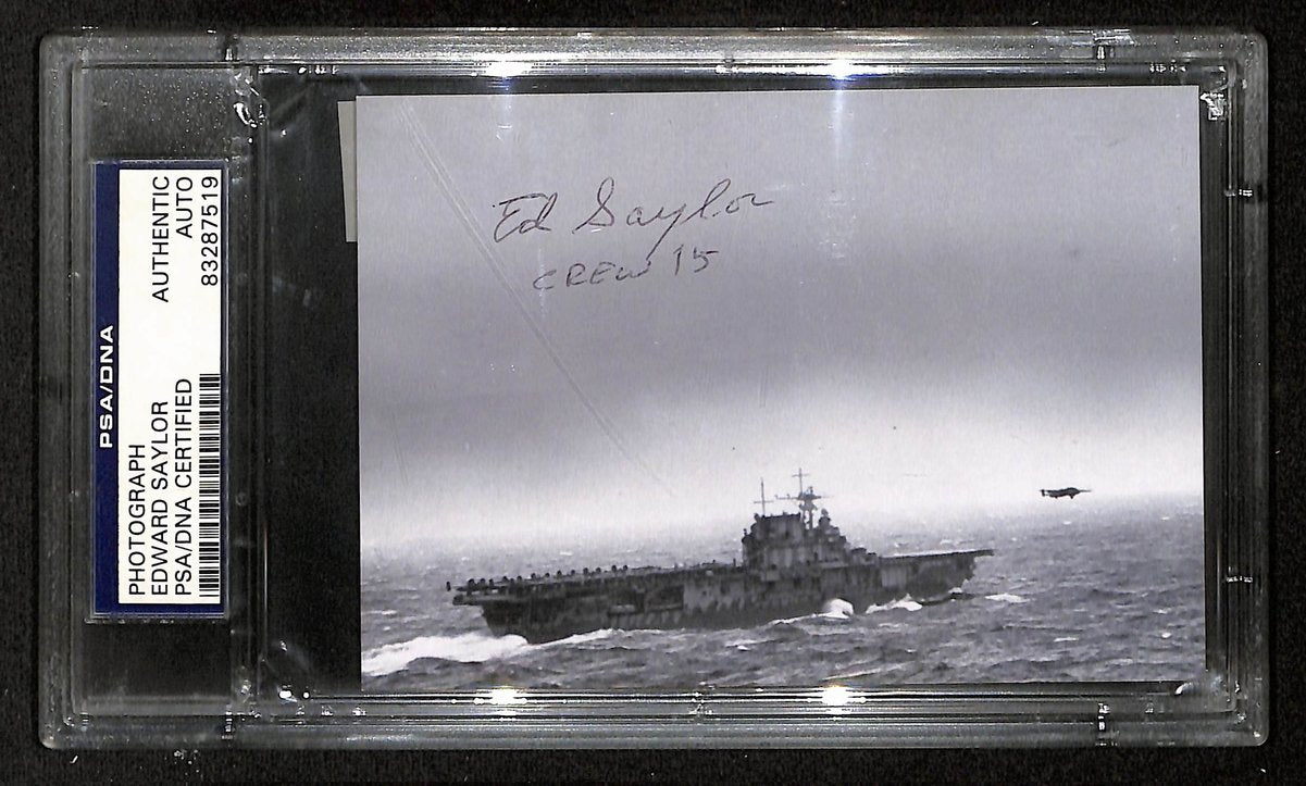 Edward Saylor Signed 3.5x5 photo 1942 WWII Doolittle Raider USS Hornet PSA 01841