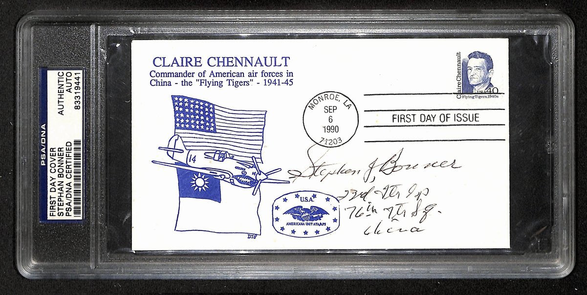 Stephen Bonner Signed First Day Cover Envelope FDC WWII Flying Ace PSA/DNA 01844
