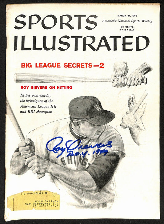 Roy Sievers Signed 3/31/1958 Sports Illustrated Magazine Senators JSA 201229