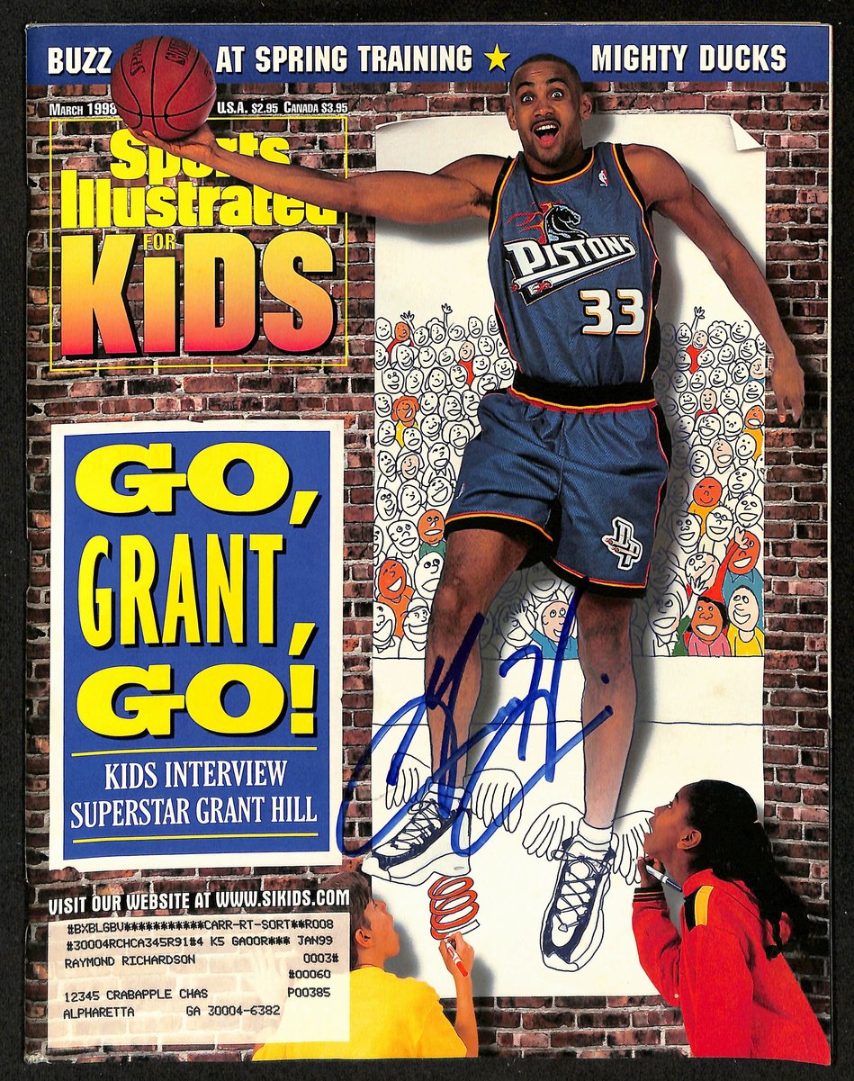 Grant Hill Pistons Signed 3/1998 Sports Illustrated for Kids Magazine JSA 201249