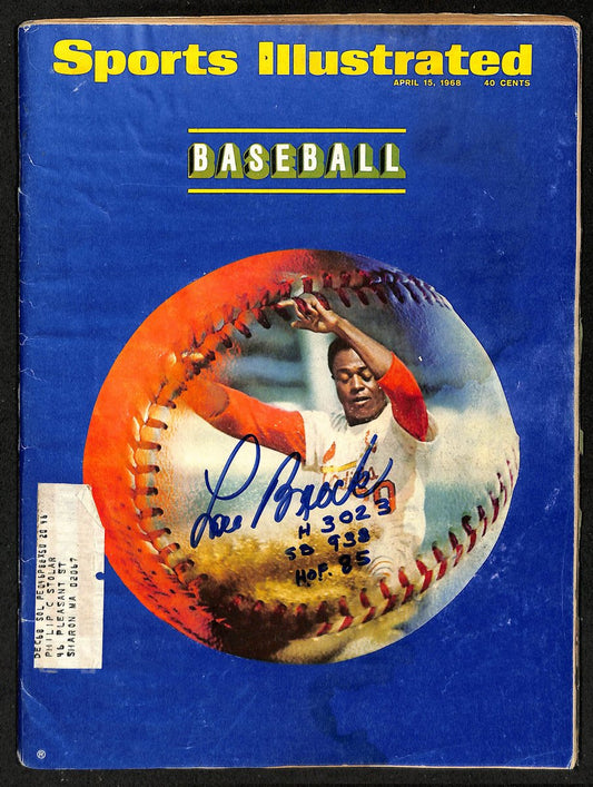 Lou Brock HOF Cardinals Signed/Inscr 4/15/1968 Sports Illustrated Magazine JSA
