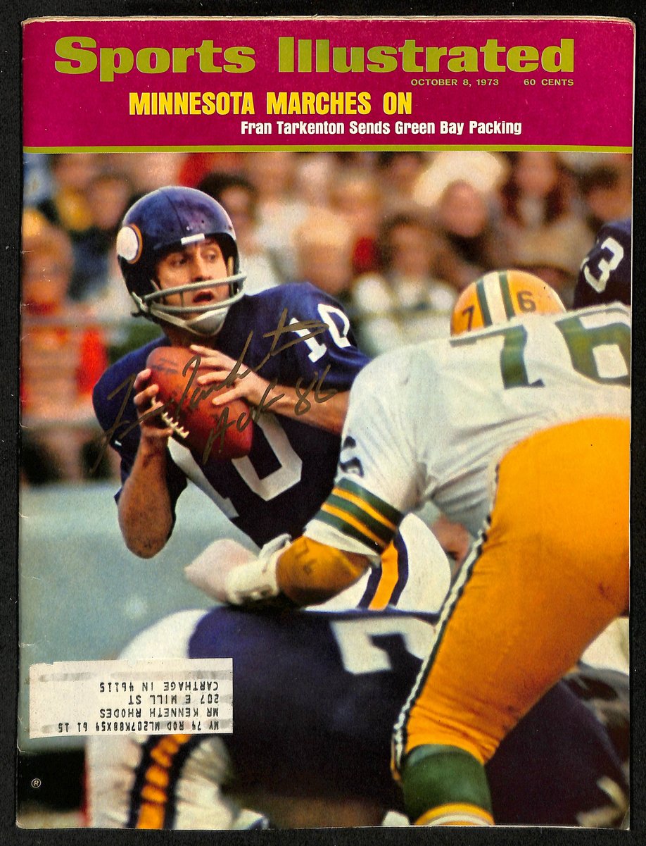 Fran Tarkenton HOF Signed/Inscr 10/8/1973 Sports Illustrated Magazine JSA 201258