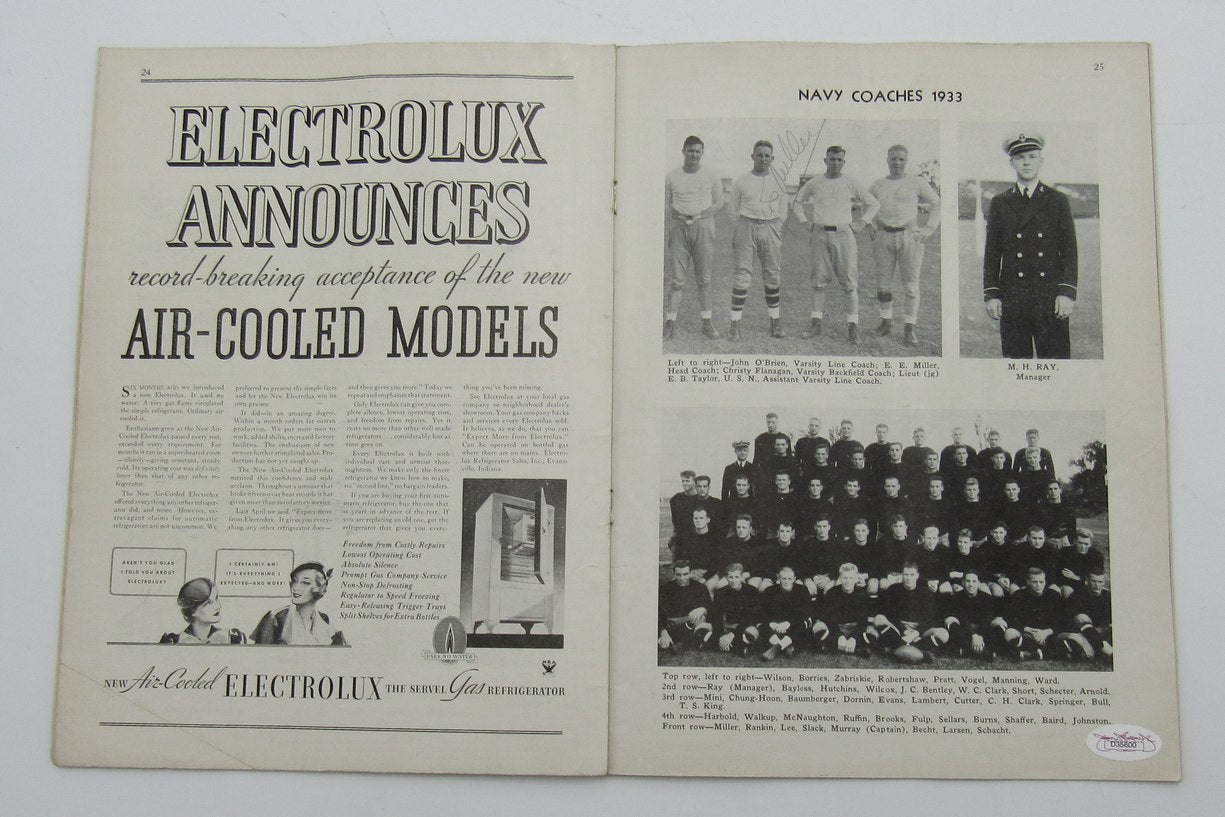 Rip Miller signed 1933 Navy/Notre Dame Football Game Program 7 Mules JSA 195614