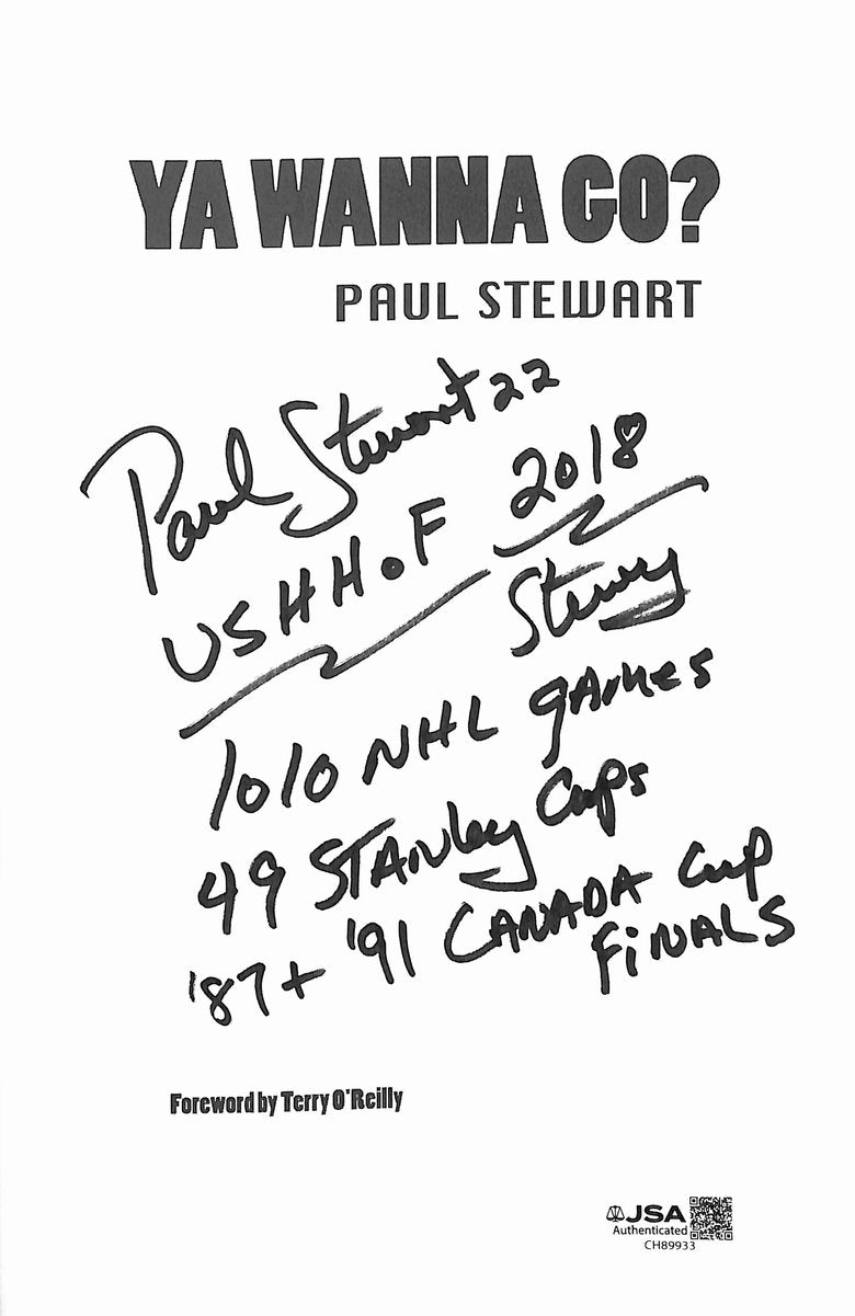 Paul Stewart USHHOF Signed/Inscribed "Ya Wanna Go?" Book JSA 201288