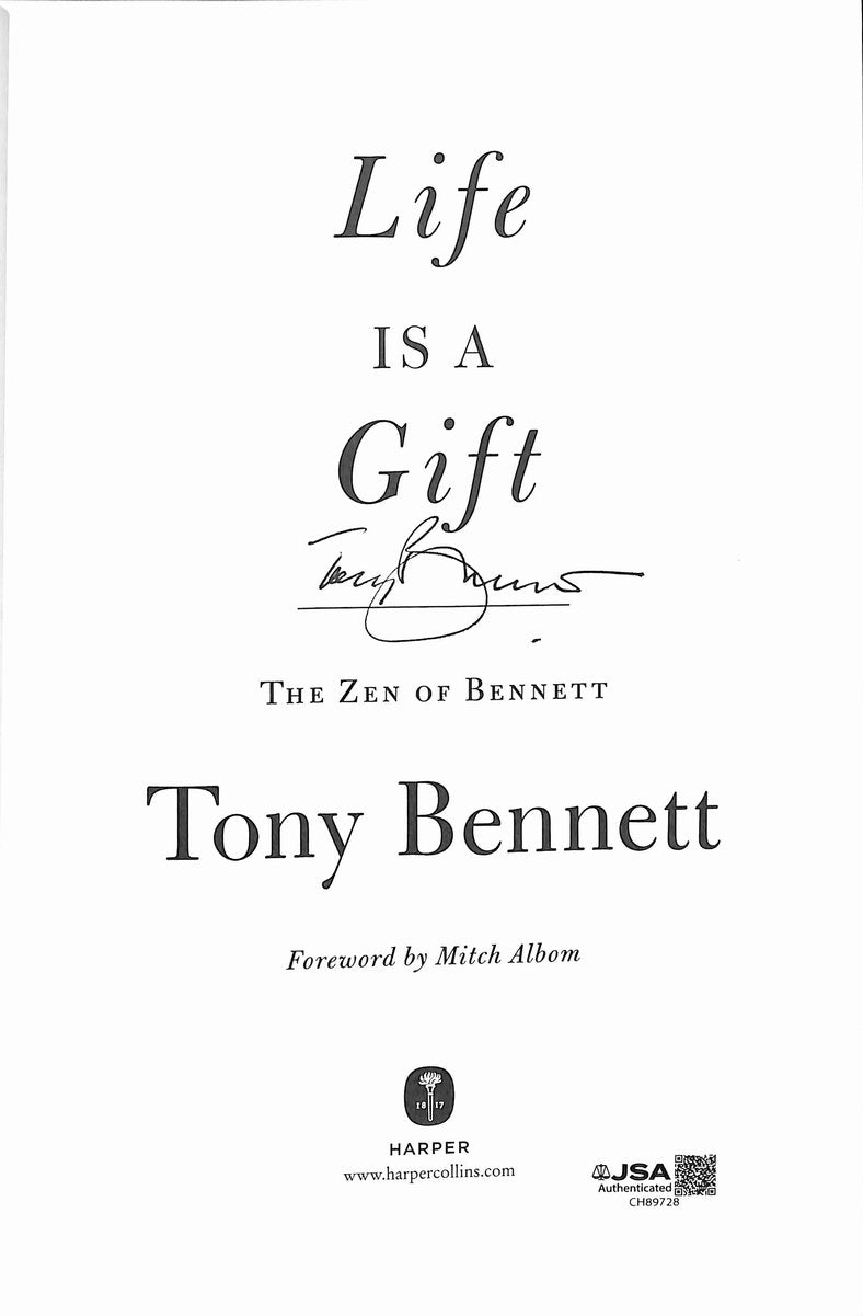 Tony Bennett Performer Signed/Autographed "Life is a Gift" Book JSA 201293