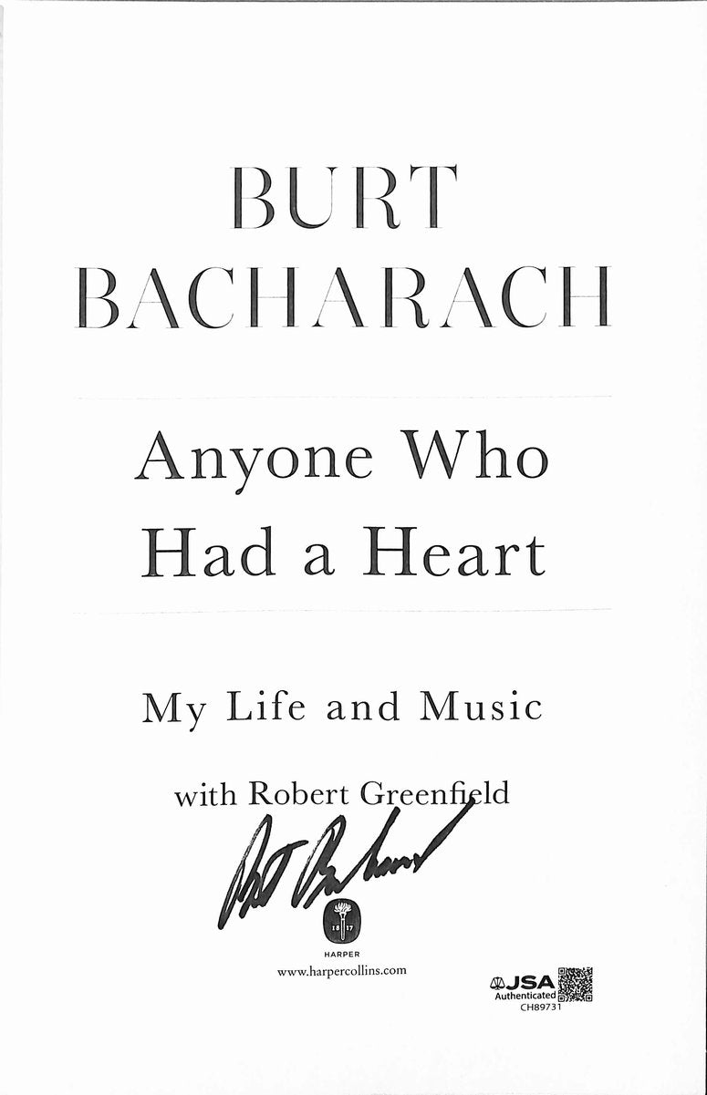 Burt Bacharach Composer Signed/Auto "Anyone Who Had a Heart" Book JSA 201831