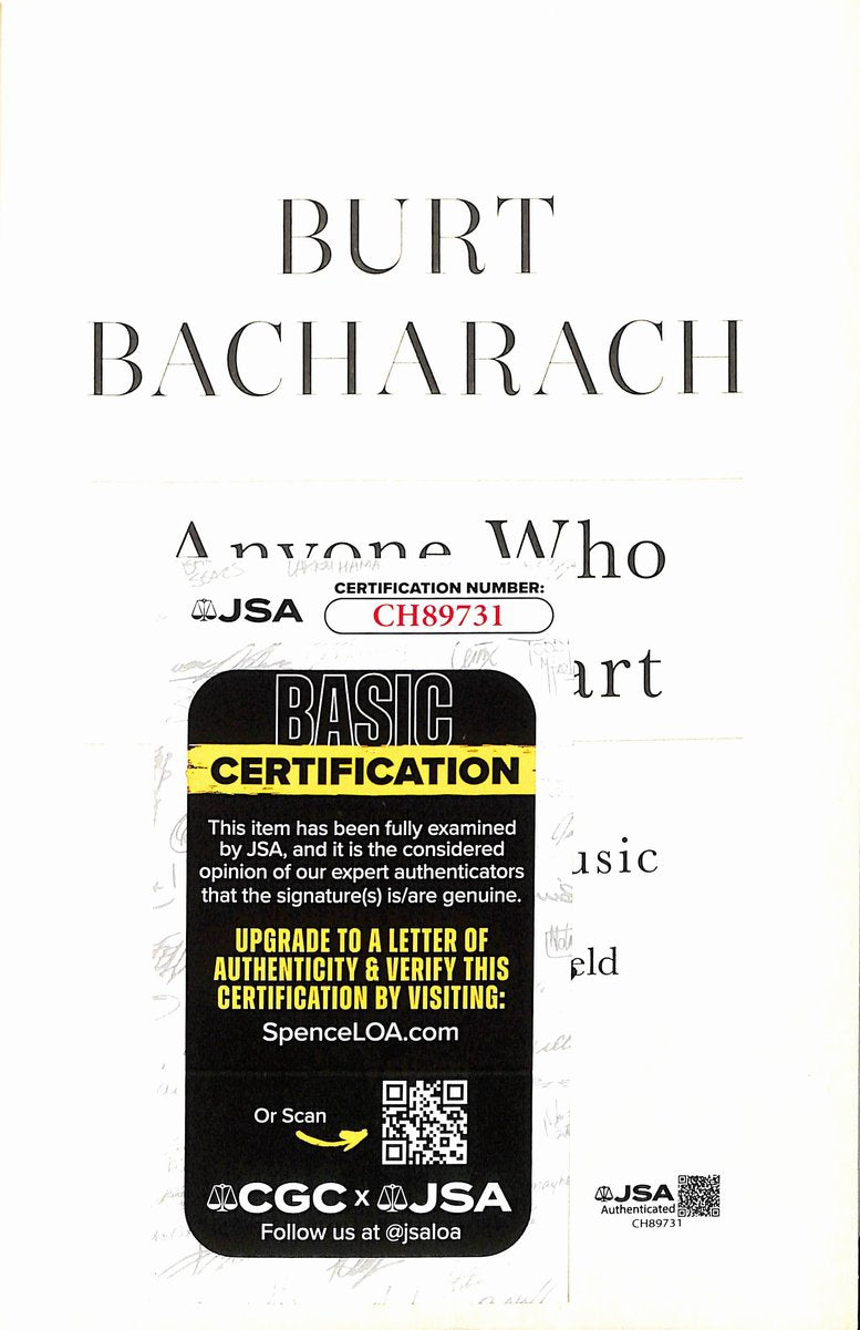 Burt Bacharach Composer Signed/Auto "Anyone Who Had a Heart" Book JSA 201831