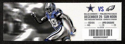 December 29, 2013 Full Ticket Cowboys vs. Eagles Win NFC East Title 201873