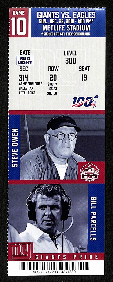 December 29, 2019 Full Ticket NY Giants vs. Eagles Clinch NFC East 201877
