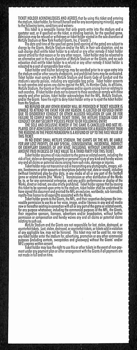 December 29, 2019 Full Ticket NY Giants vs. Eagles Clinch NFC East 201877