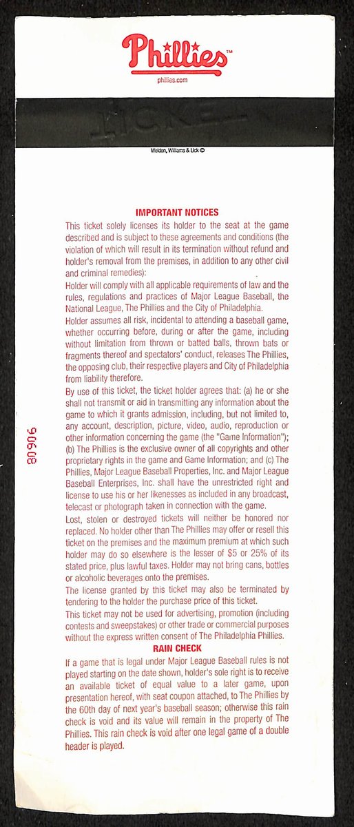 Sept 27, 2003 Full Ticket Philadelphia Phillies vs. Atlanta Braves 201878