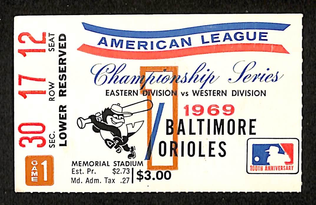 1969 ALCS Game 1 Ticket Stub A's vs Orioles Frank Robinson HR  201882